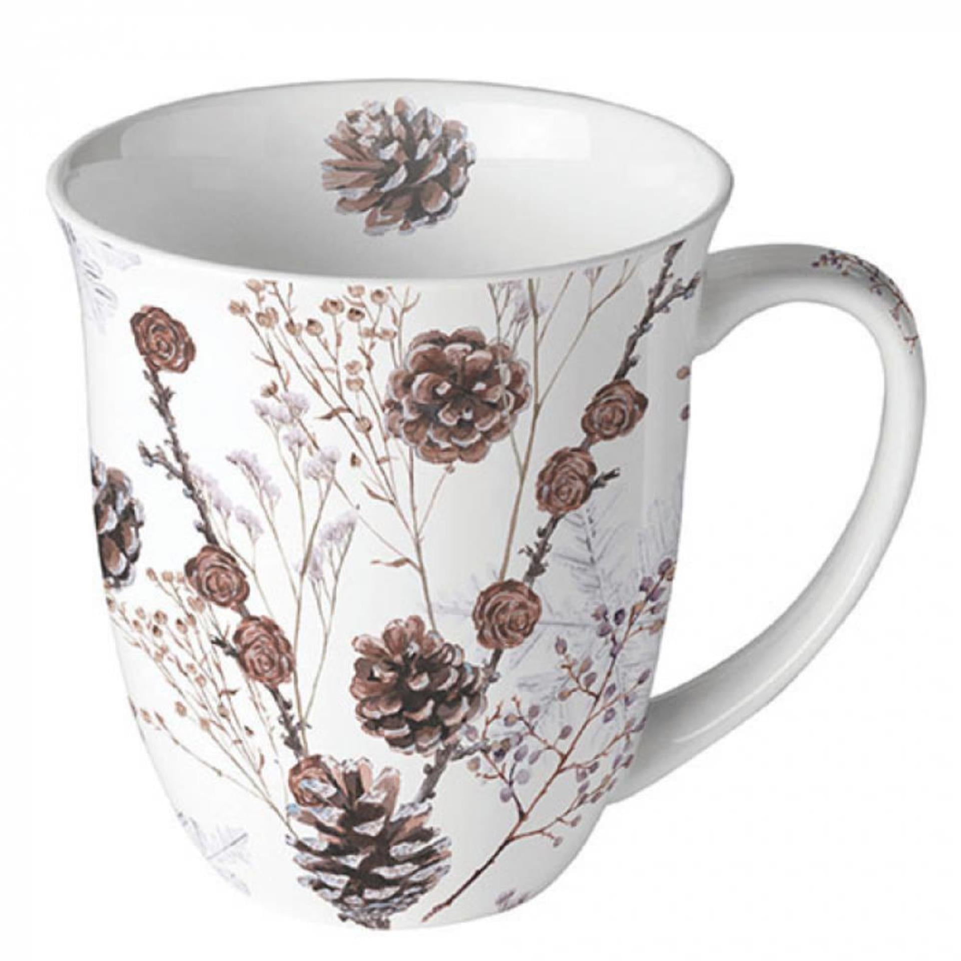 Mug Ambiente 400ml pommes de pin blanc