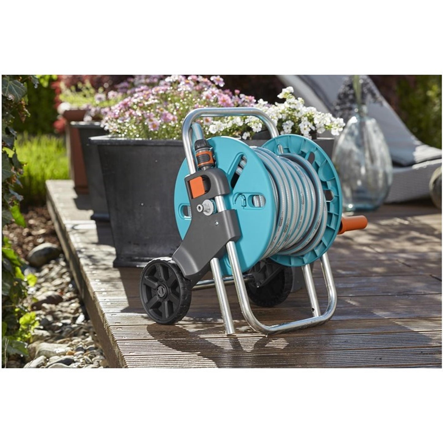 Chariot enrouleur de tuyau Gardena aquaroll 20mtr