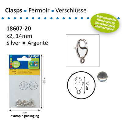 Vaessen creative • fermoir poisson 14mm 2pcs argent