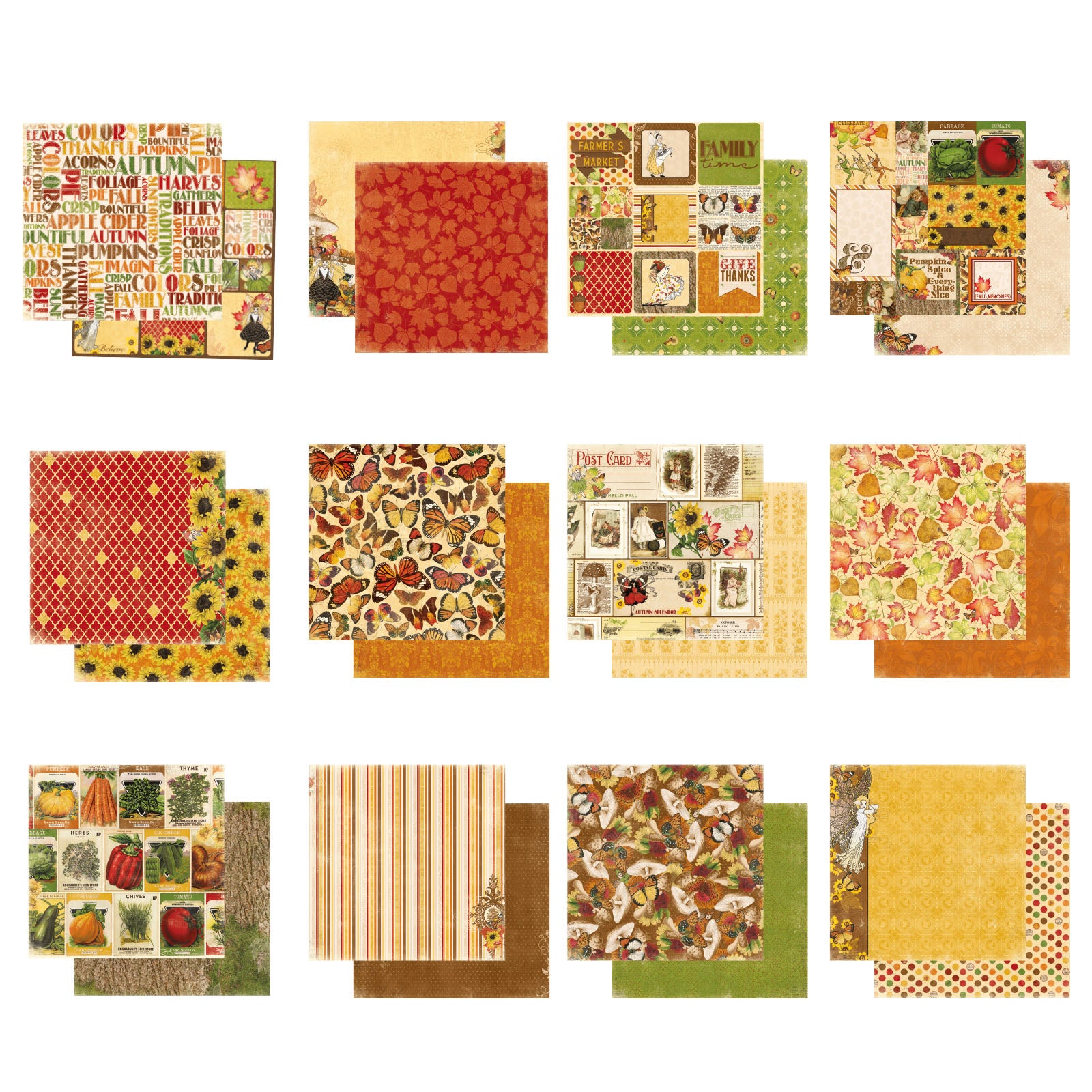 Bo lapin • récolte enchantée 30,5x30,5cm assortiment feuille 12x10