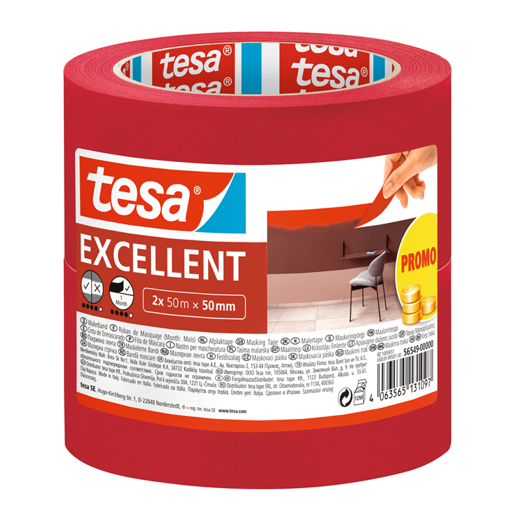 Tesa 1068967 - ruban de masquage excellente promo 2 x 50m x50mm | 2 pièces