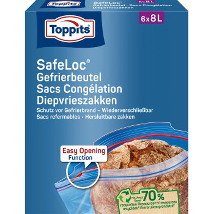 Toppits 1067529 - sacs de congélation Safeloc 8l 6 pièces | 8 pièces