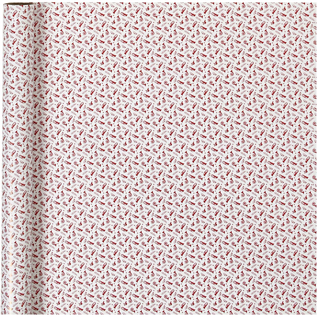 Papier cadeau Creativ company, trompette, l: 70 cm, 80 gr, rouge, blanc, 4 m 1 rouleau