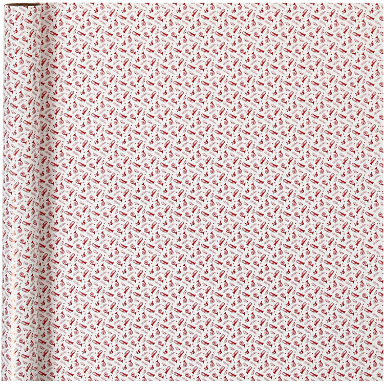 Papier cadeau Creativ company, trompette, l: 70 cm, 80 gr, rouge, blanc, 4 m 1 rouleau