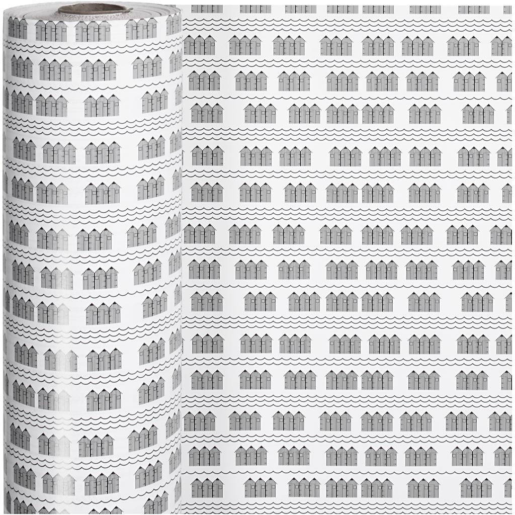 Creativ company papier d'emballage, bain public, l: 57 cm, 80 gr, noir, blanc, 150 m 1 rouleau