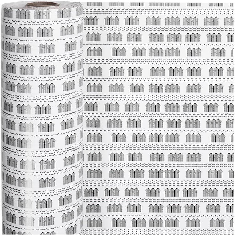 Creativ company papier d'emballage, bain public, l: 57 cm, 80 gr, noir, blanc, 150 m 1 rouleau