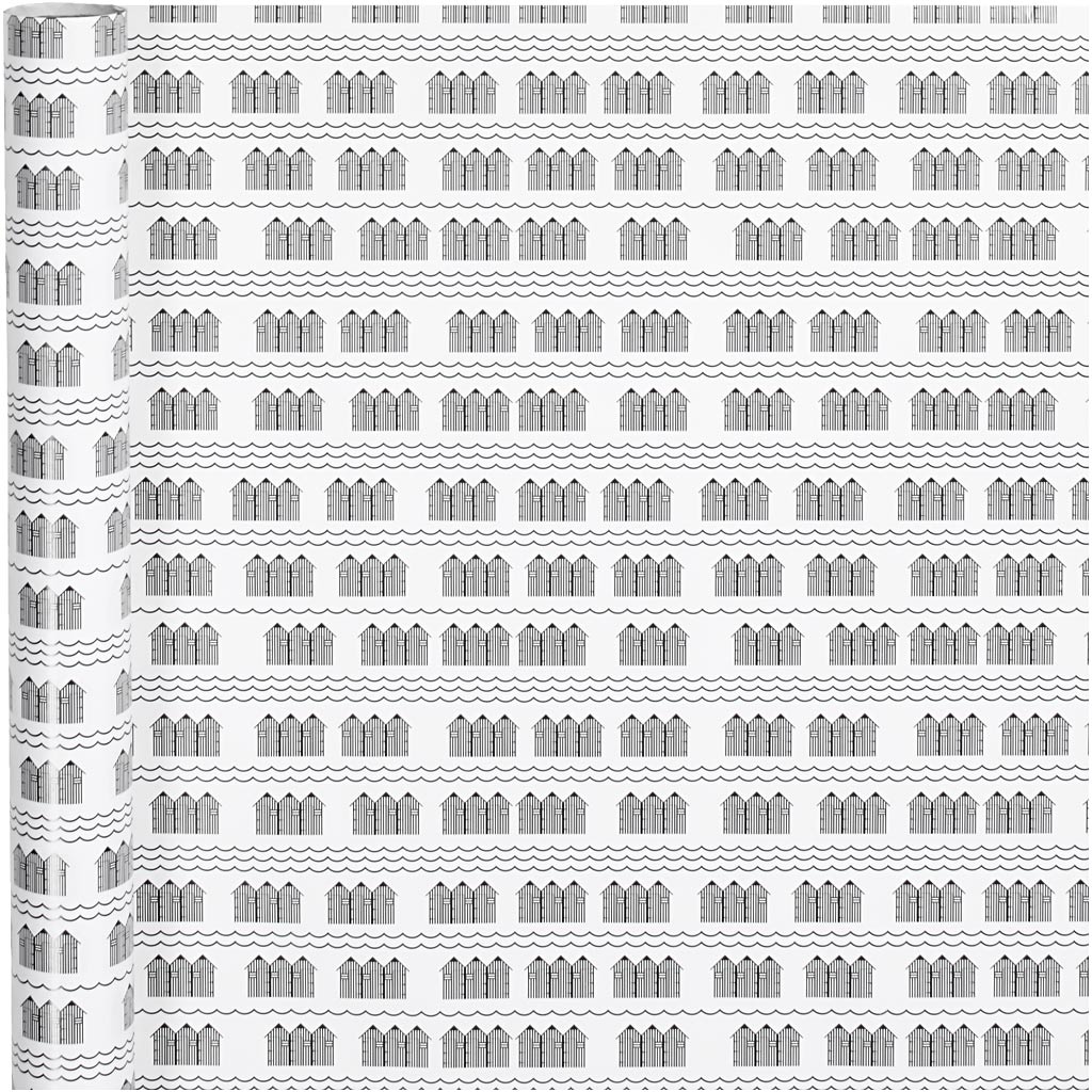 Creativ company papier d'emballage, bain public, l: 70 cm, 80 gr, noir, blanc, 4 m 1 rouleau