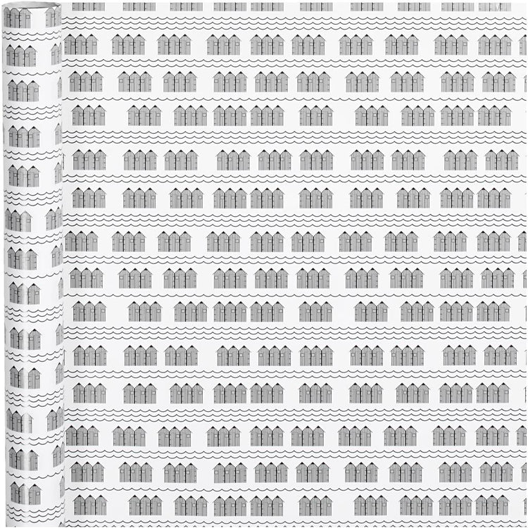 Creativ company papier d'emballage, bain public, l: 70 cm, 80 gr, noir, blanc, 4 m 1 rouleau