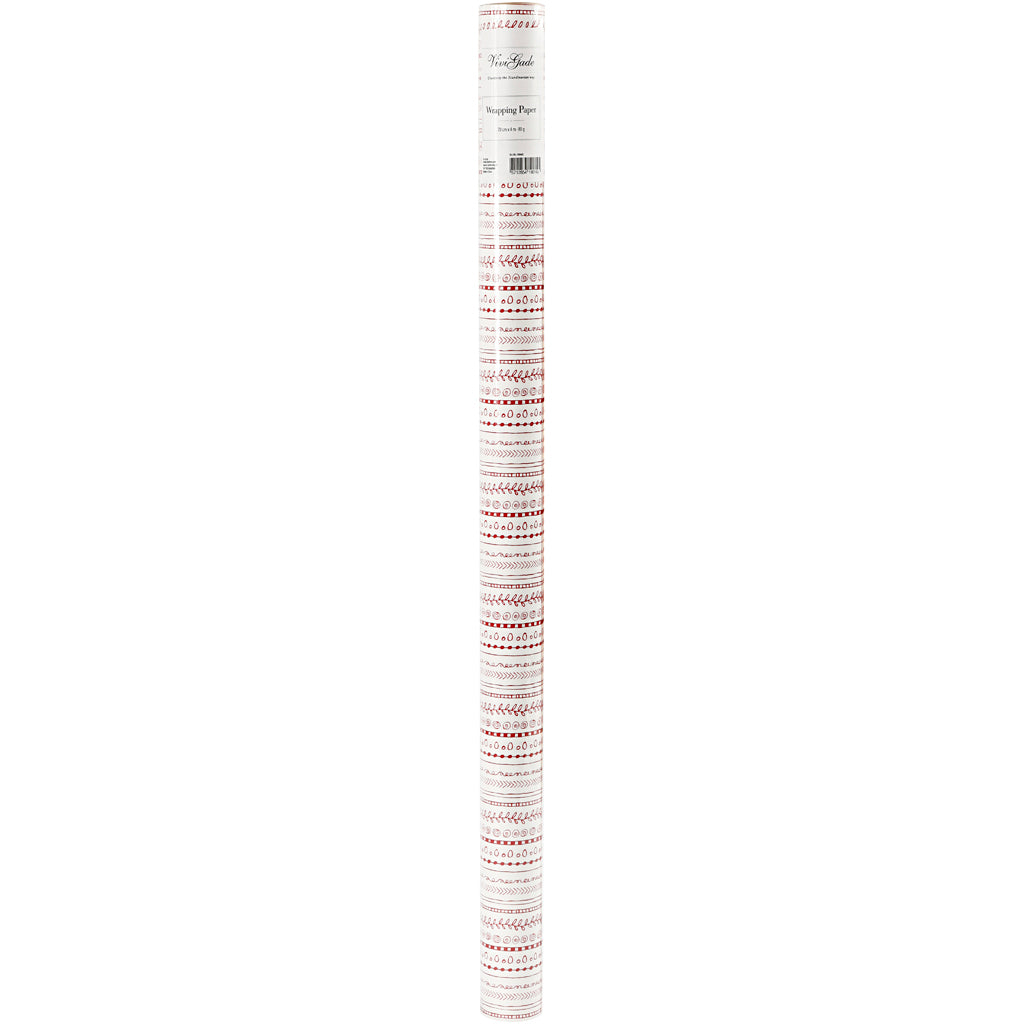 Papier d'emballage Creativ company, griffonnages, l: 70 cm, 80 gr, rouge, blanc, 4 m 1 rouleau