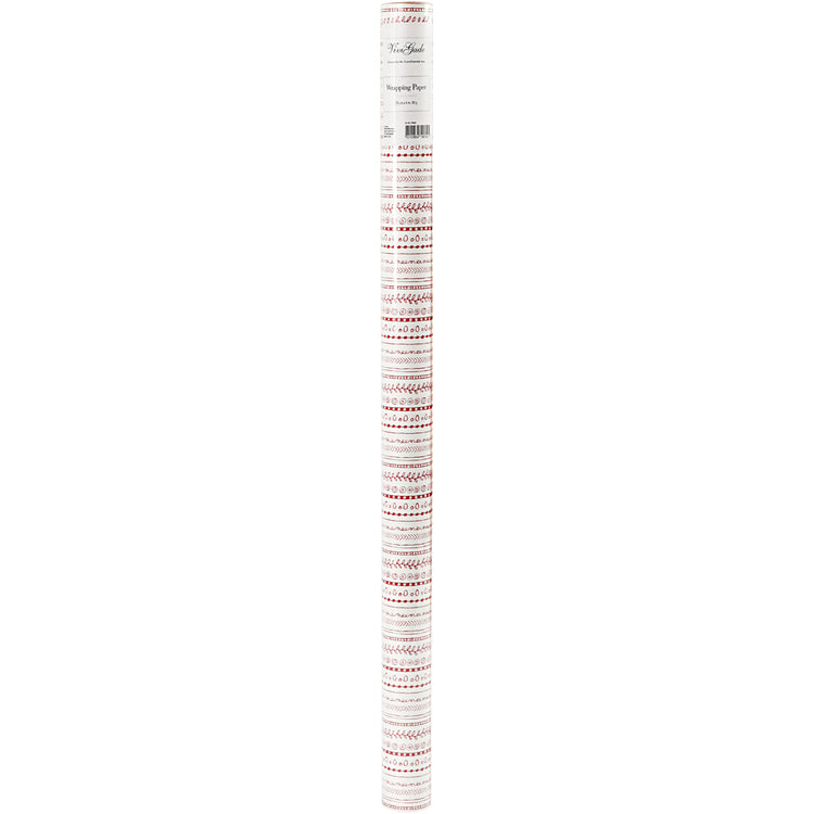 Papier d'emballage Creativ company, griffonnages, l: 70 cm, 80 gr, rouge, blanc, 4 m 1 rouleau