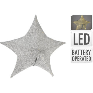 Autres marques étoiles de Noël en tissu avec 30 LEDS 50 cm couleur argent