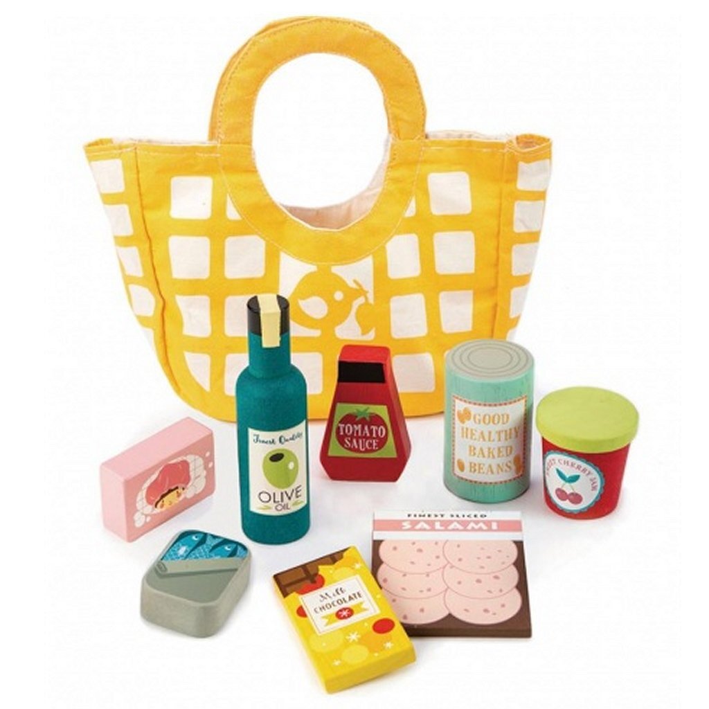 Jouet tendre Toys Toys Épicerie en bois + sac en toile