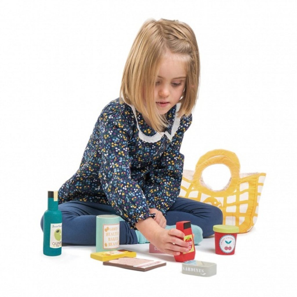 Jouet tendre Toys Toys Épicerie en bois + sac en toile