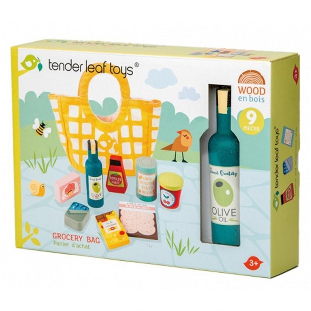 Jouet tendre Toys Toys Épicerie en bois + sac en toile