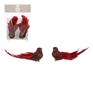 Clip Bird Red 2 pièces - L8XB5XH6.5CM