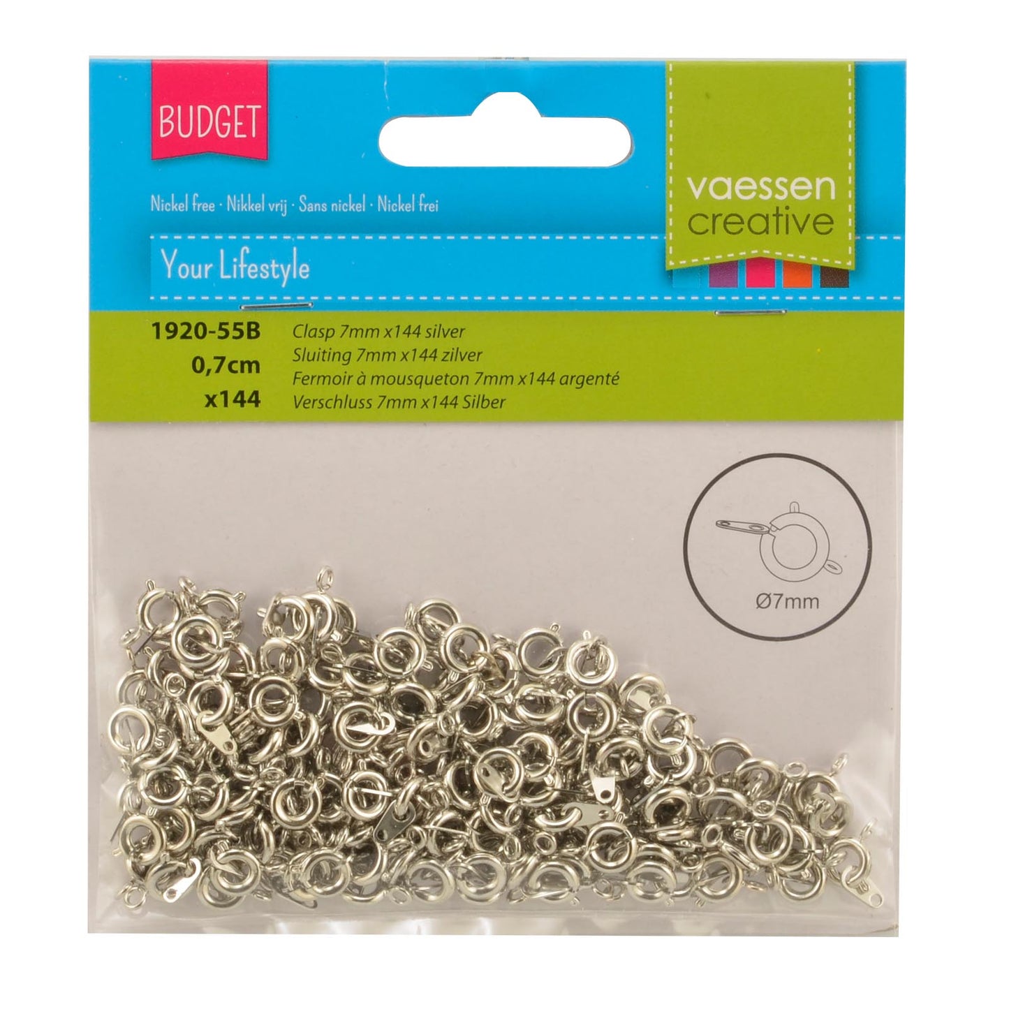 Vaessen creative • fermoir 7mm 144pcs argent