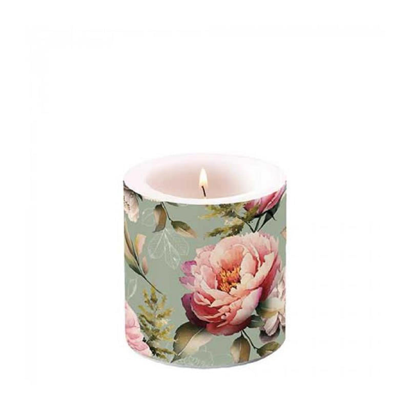 Bougie d'ambiance composition petites pivoines