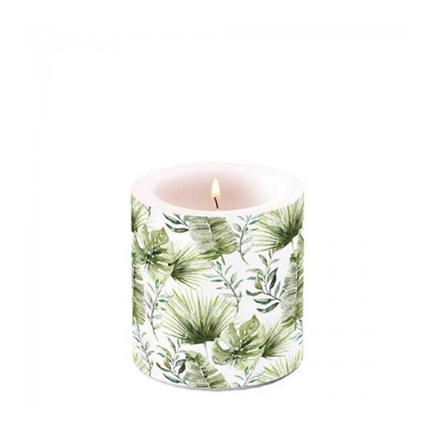 Bougie d'ambiance petites feuilles de jungle blanches