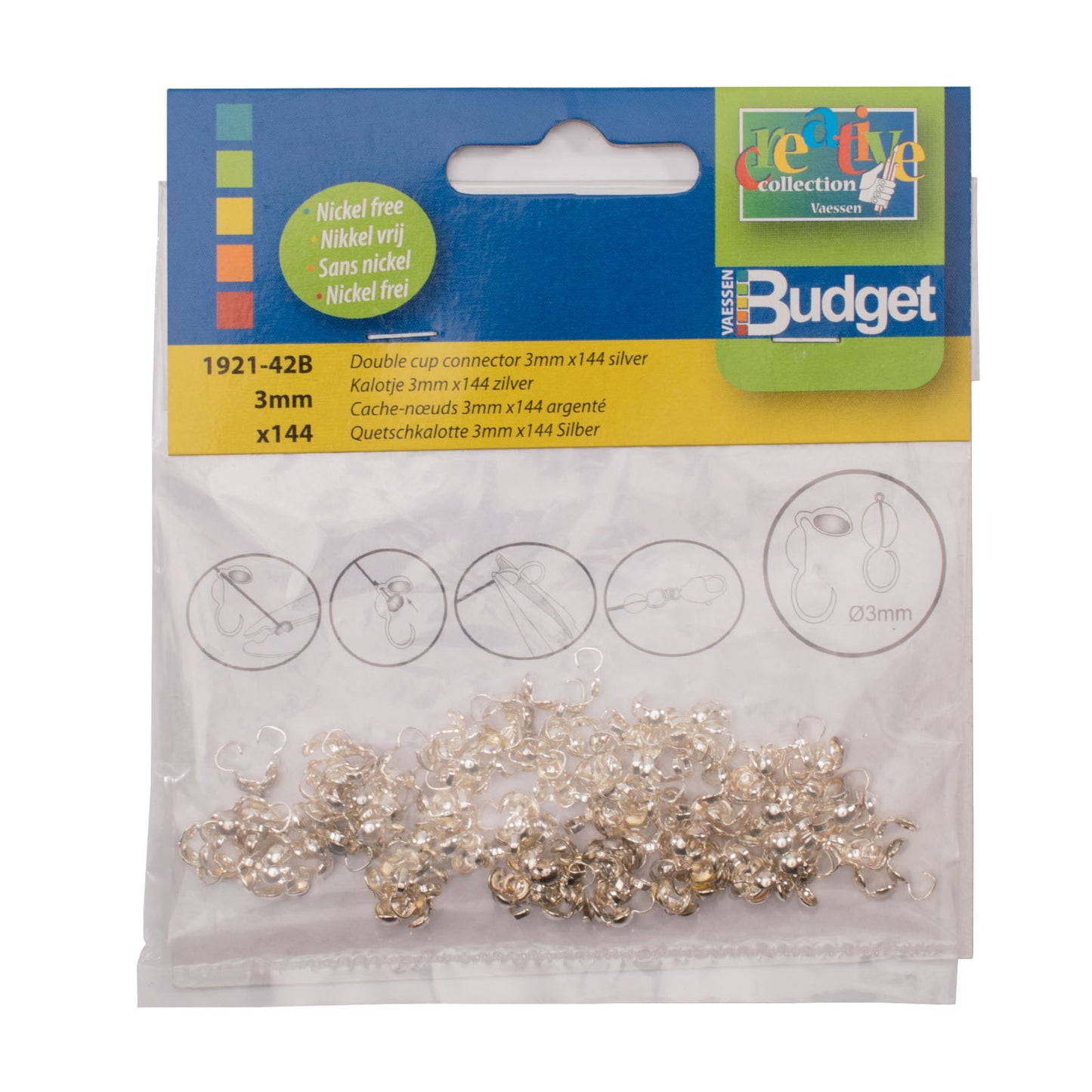 Vaessen creative • calotte 3mm 144pcs argent