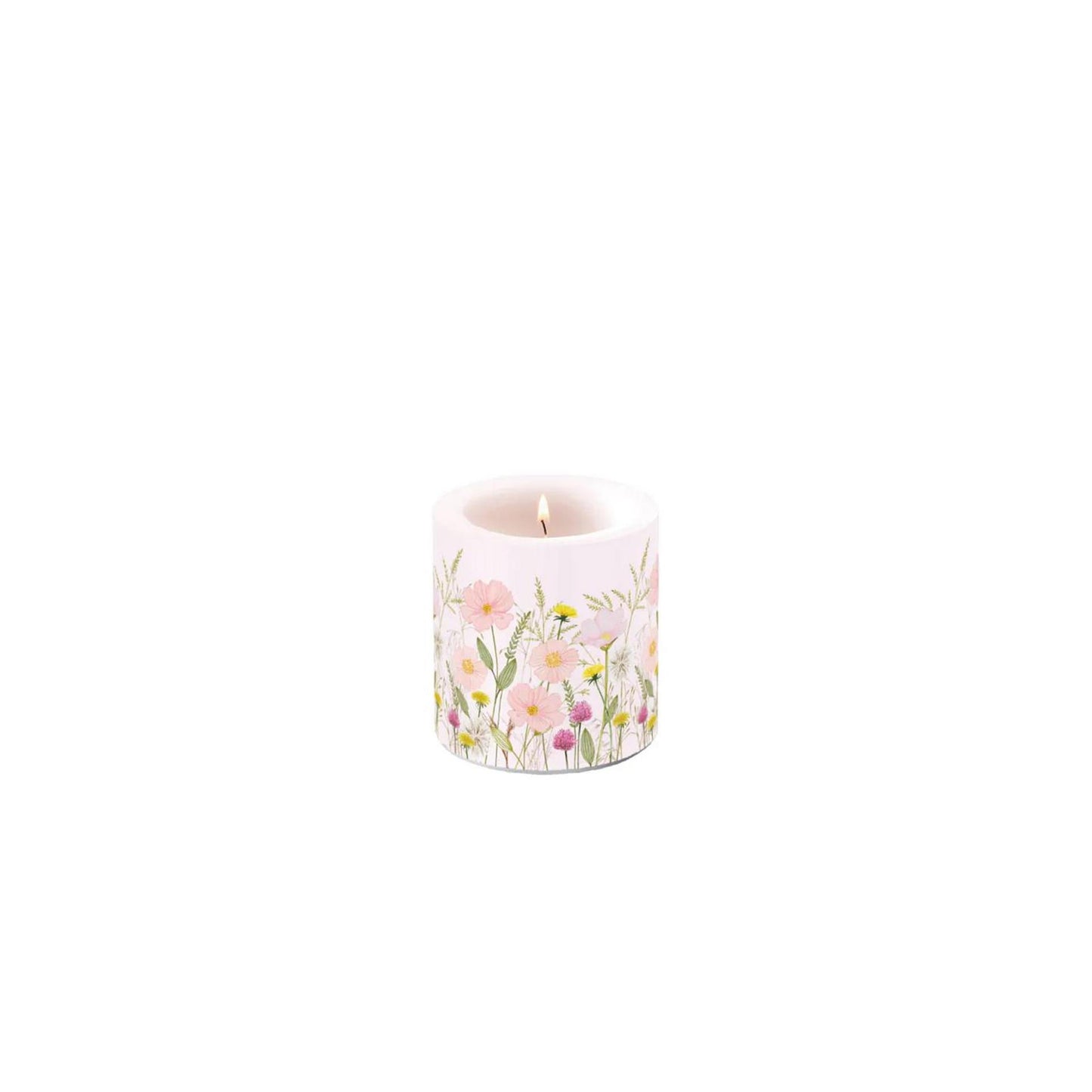 Bougie d'ambiance petites fleurs pastel rose