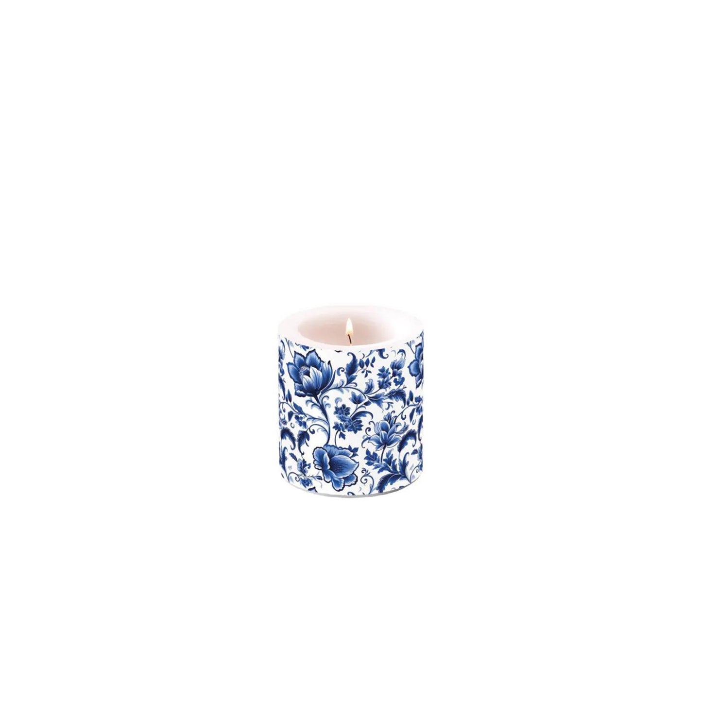 Bougie d'ambiance petites fleurs bleues de Delft