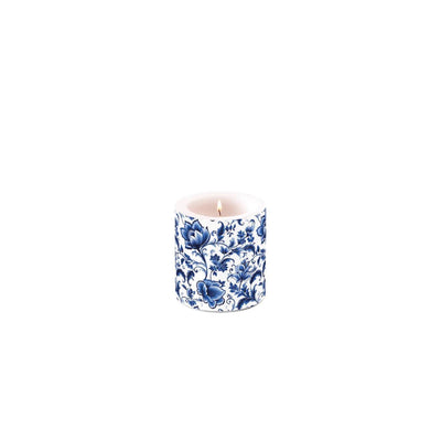Bougie d'ambiance petites fleurs bleues de Delft