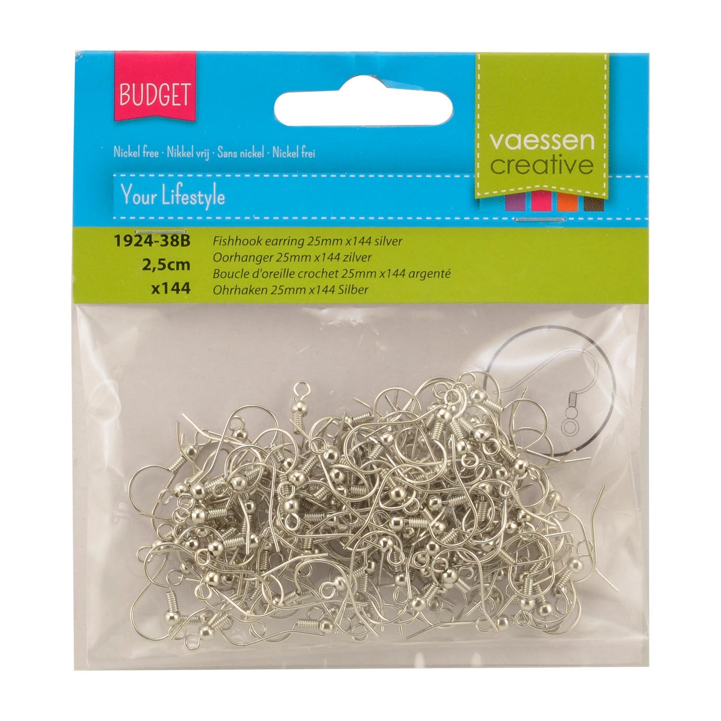 Vaessen creative • boucle d'oreille 25mm x144 argent