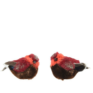 Fourrure artificielle oiseau Kaemingk sur clip 2assl.7cm x l.11cm x h.8cm | 4 pièces
