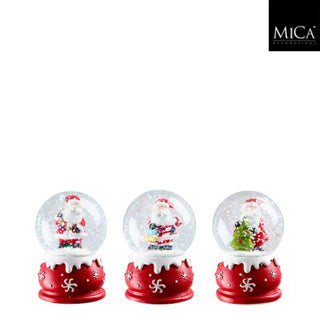 Décoration boule d'eau Père Noël rouge 3 assortis - h6,5xd4,5cm | 4 pièces