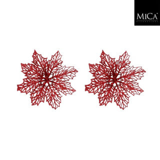 Edelman clip poinsettia rouge 2 pièces - h3xd13.5cm | 4 pièces