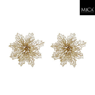 Edelman clip poinsettia doré 2 pièces - h3xd13.5cm | 4 pièces