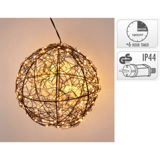 Boule avec LED métal noir 18cm