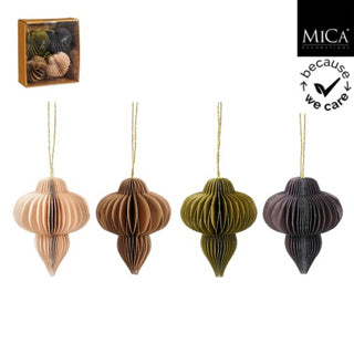 Ornement oignon drop off blanc d.vert beige violet 4 pièces fsc mix - h10xd8cm | 4 pièces