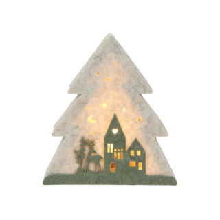 Sapin de Noël avec maisons en feutre LED 17cm 15,5x4x17cm | 4 pièces