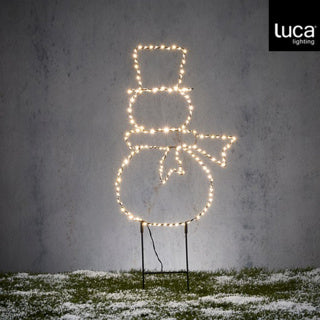 Prise de jardin Edelman bonhomme de neige LED blanc chaud boîtier de batterie extérieur et minuterie - L30xH68,5cm