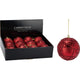 Boule de Noël 80mm rouge pailleté | 12 pièces