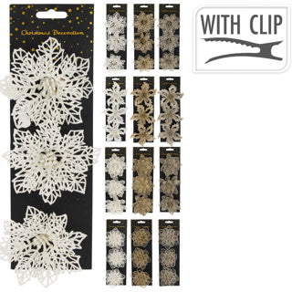 No brand fleur sur clip paillettes ensemble 3 couleurs hivernales | 12 pièces