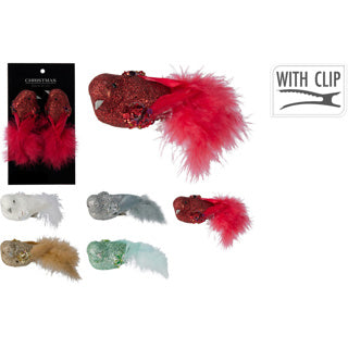 Oiseau sur clip 12cm set2 5ass col