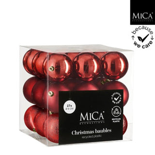 Boule Edelman incassable rouge 27 pièces - d8cm