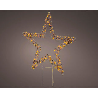 Kaemingk micro led piquet lumineux en osier longueur extérieure stable.1 cm x l.48 cm x h.54 cm