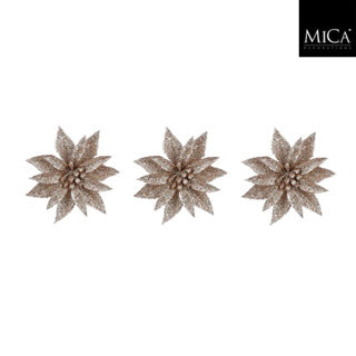 Pince Edelman poinsettia champagne 3 pièces - h3xd10cm | 4 pièces