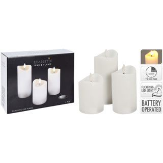 Bougie LED sans feu lot de 3 pièces blanc | 2 pièces