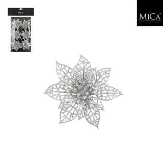 Edelman clip poinsettia argent 6 pièces - h1xd8cm | 4 pièces