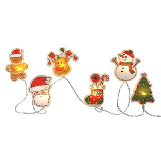 Décoration de fenêtre PVC figurines de Noël cordon lumineux x6LED minuterie 2xaa 6 18h | 4 pièces