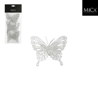 Edelman clip papillon argent 3 pièces - l10xw8cm | 4 pièces