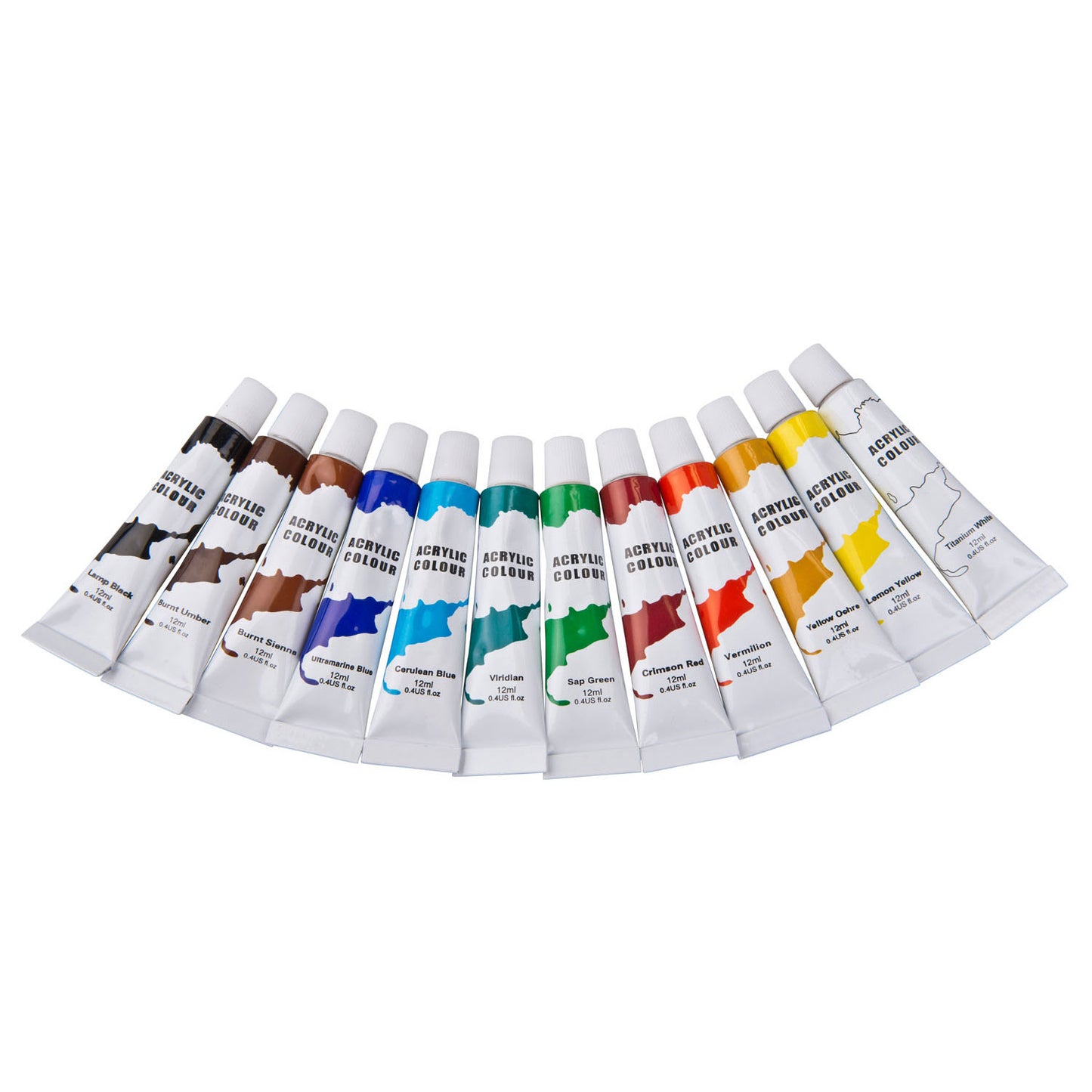 Peinture acrylique, 12 pièces.