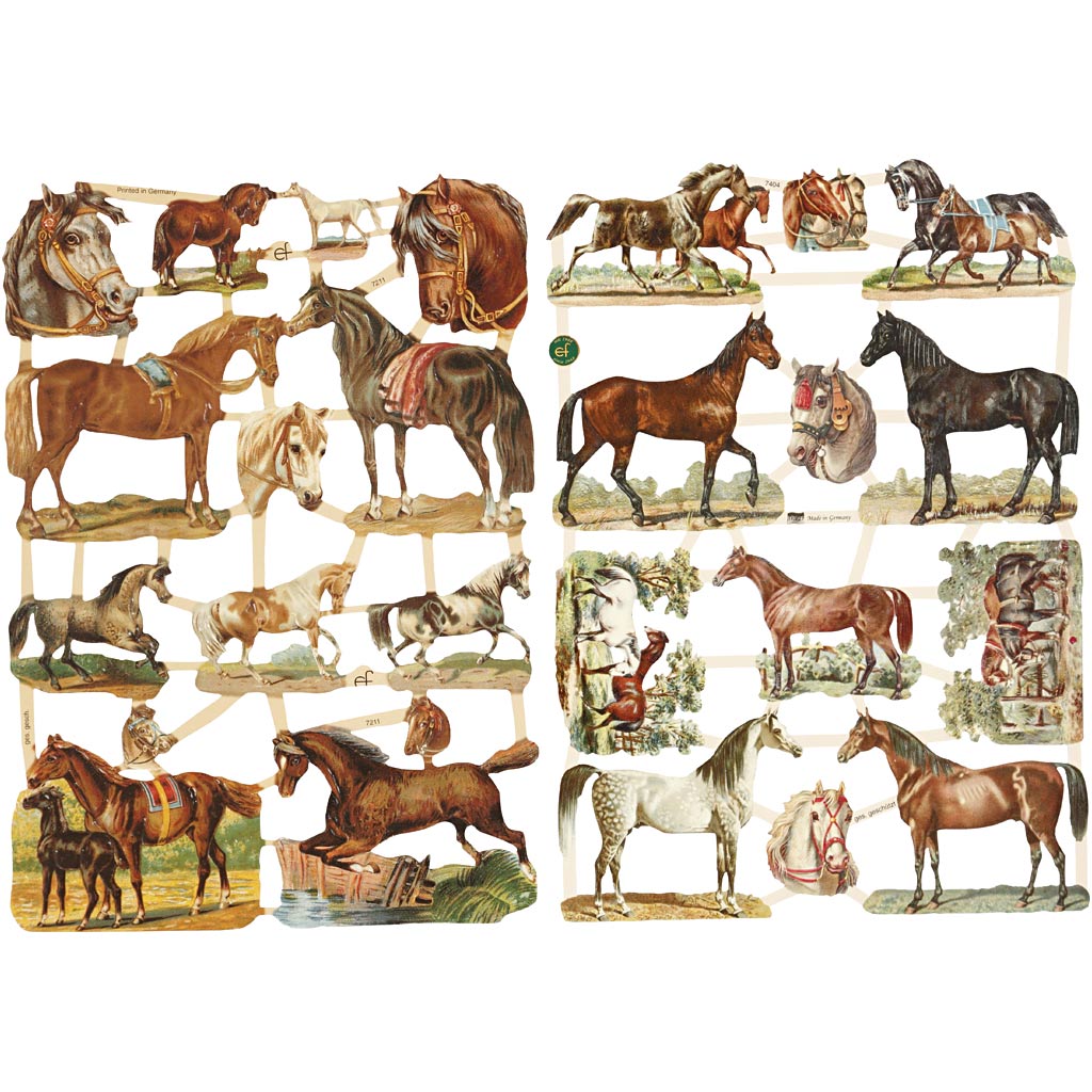 Creativ company images vintage, chevaux, feuille 16,5x23,5 cm, 2 feuilles 1 boîte
