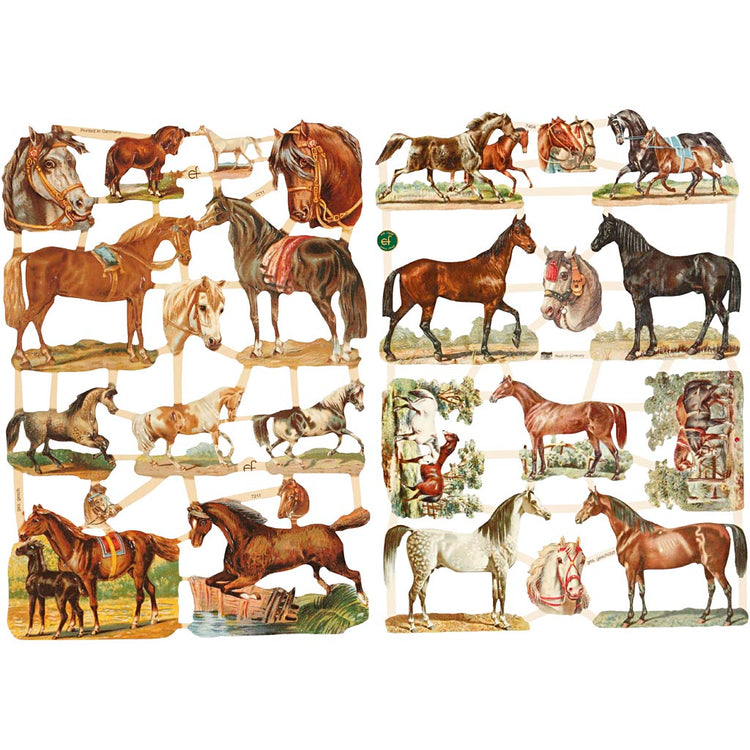 Creativ company images vintage, chevaux, feuille 16,5x23,5 cm, 2 feuilles 1 boîte