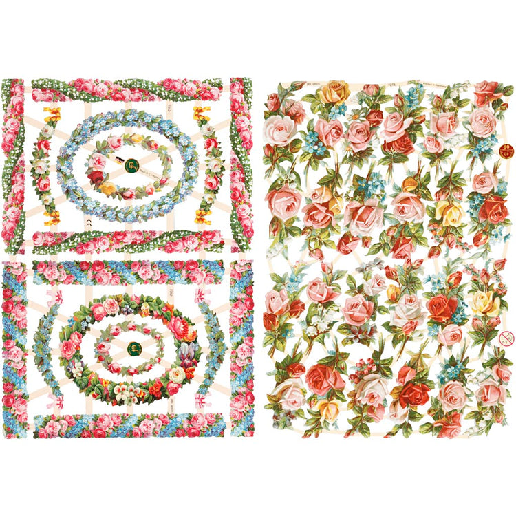 Creativ company images vintage, petites fleurs, feuille 16,5x23,5 cm, 2 feuilles 1 boîte