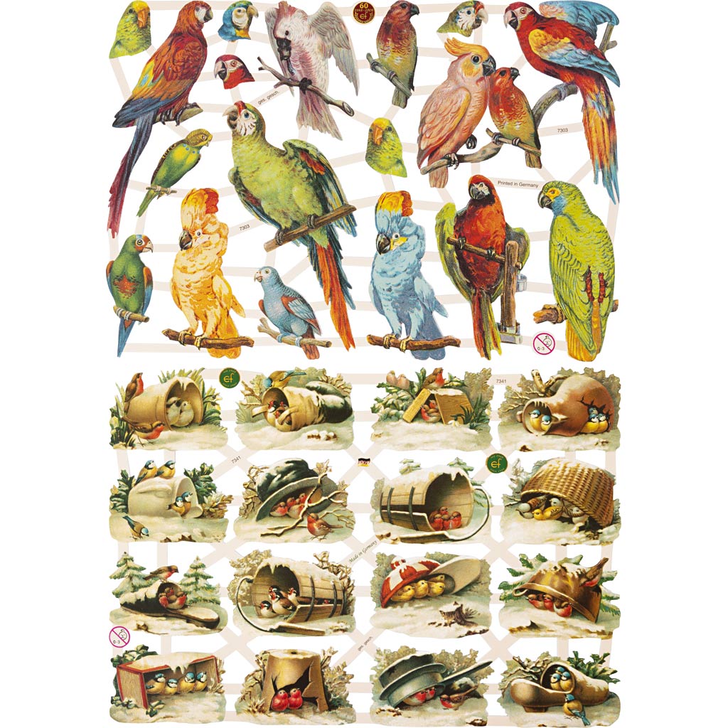 Creativ company images vintage, oiseaux, feuille 16,5x23,5 cm, 2 feuilles 1 boîte
